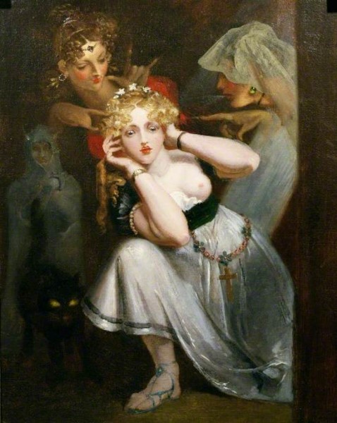 von Holst, Theodor Matthias; Bertalda Frightened by Apparitions; Cheltenham Art Gallery & Museum; http://www.artuk.org/artworks/bertalda-frightened-by-apparitions-61849