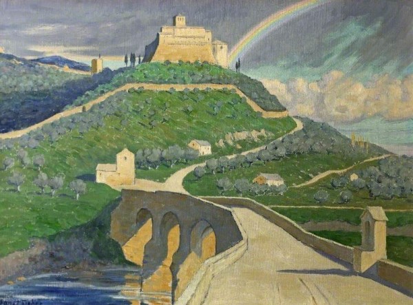 Fisher, Janet C.; Rainbow over Assisi, Italy; Cheltenham Art Gallery & Museum; http://www.artuk.org/artworks/rainbow-over-assisi-italy-61785